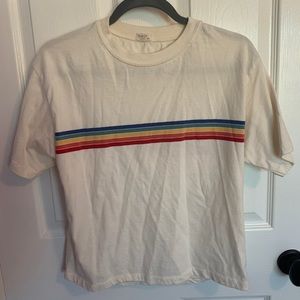 John Galt Rainbow Stripe White Top